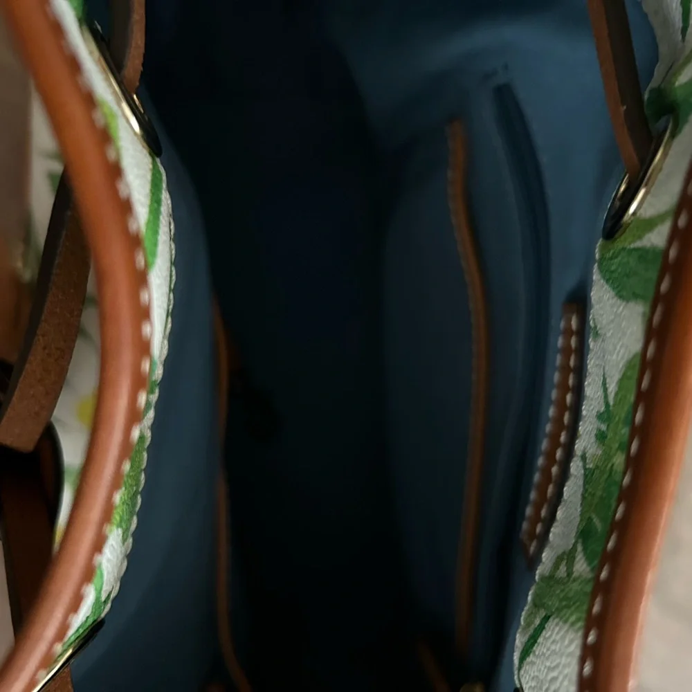 Dooney & Bourke EUC Floral Bucket Bag - Green and Brown - Picture 4 of 5